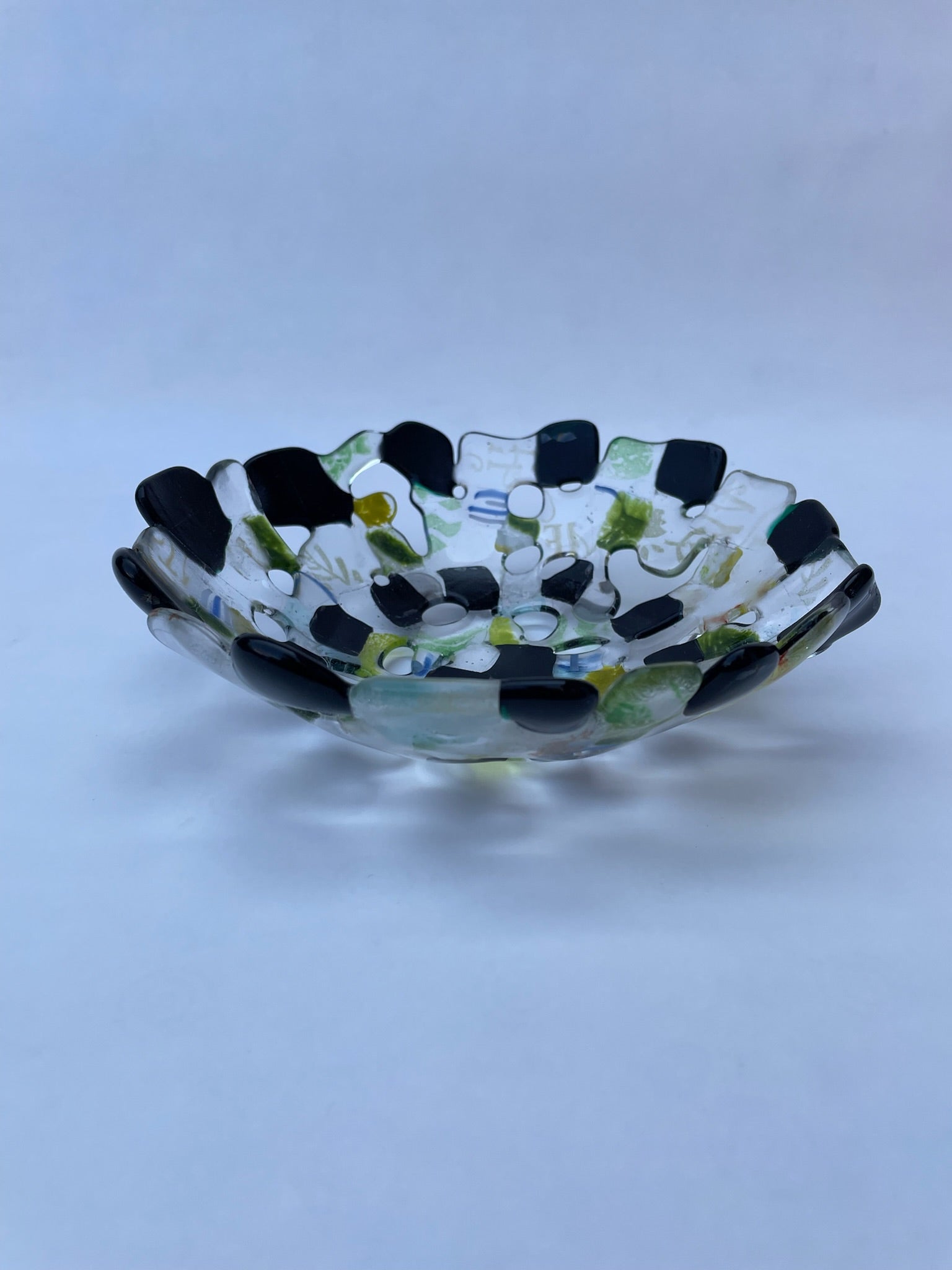 Black and White Pebble Dish - Recyclyed Glass
