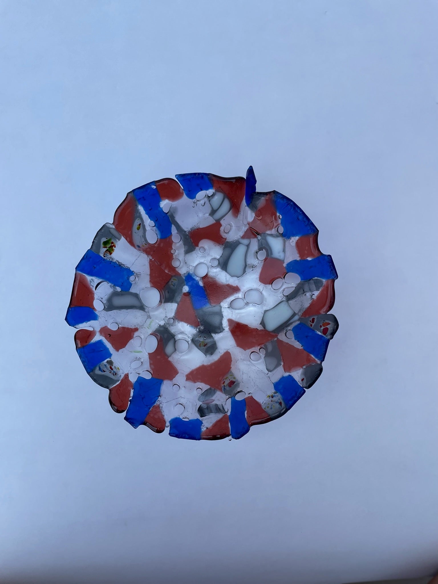 Red and Blue Pebble Dish - Recycled Glass