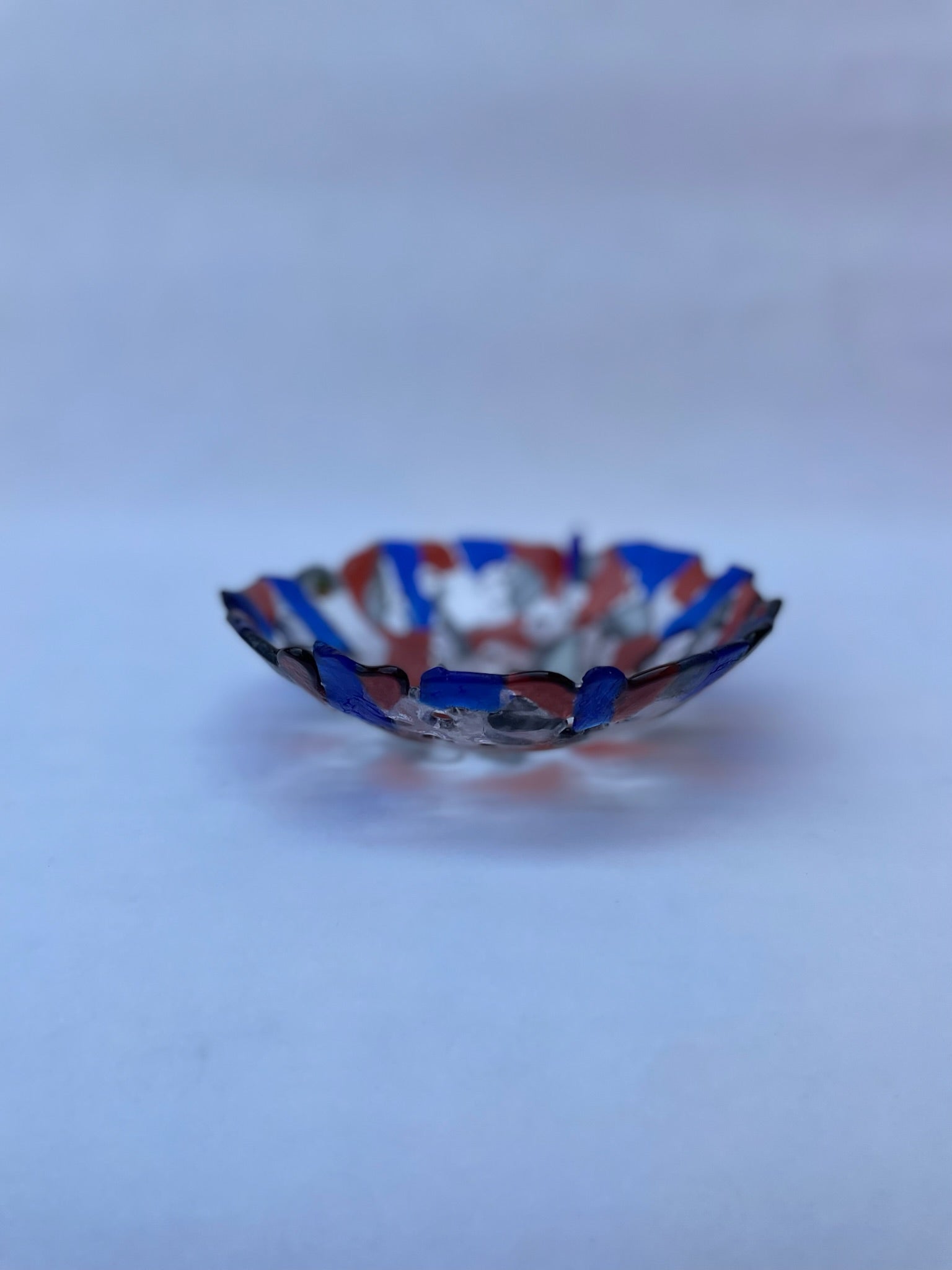 Red and Blue Pebble Dish - Recycled Glass