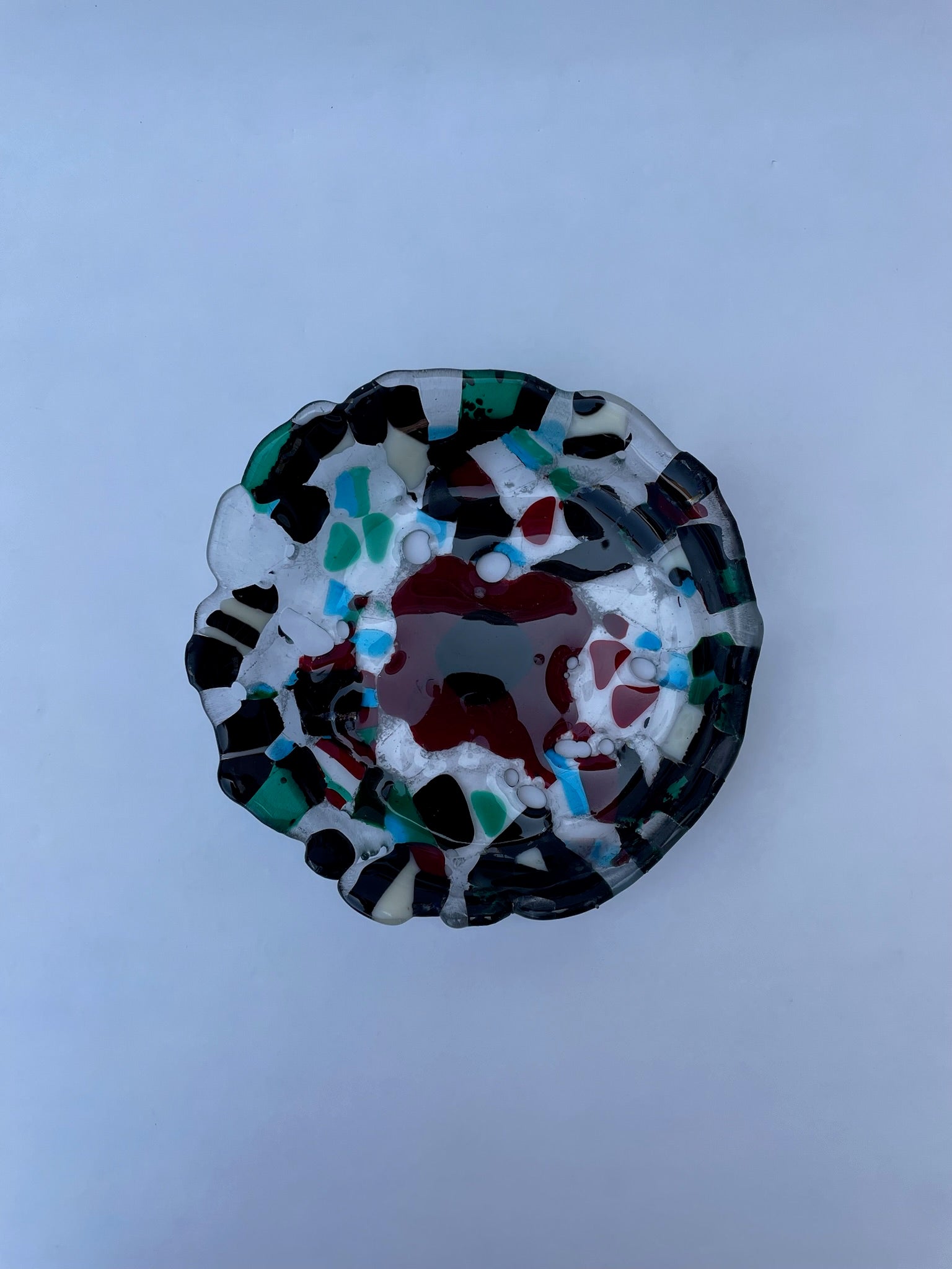 Black and Green Pebble Dish - Recycled Glass