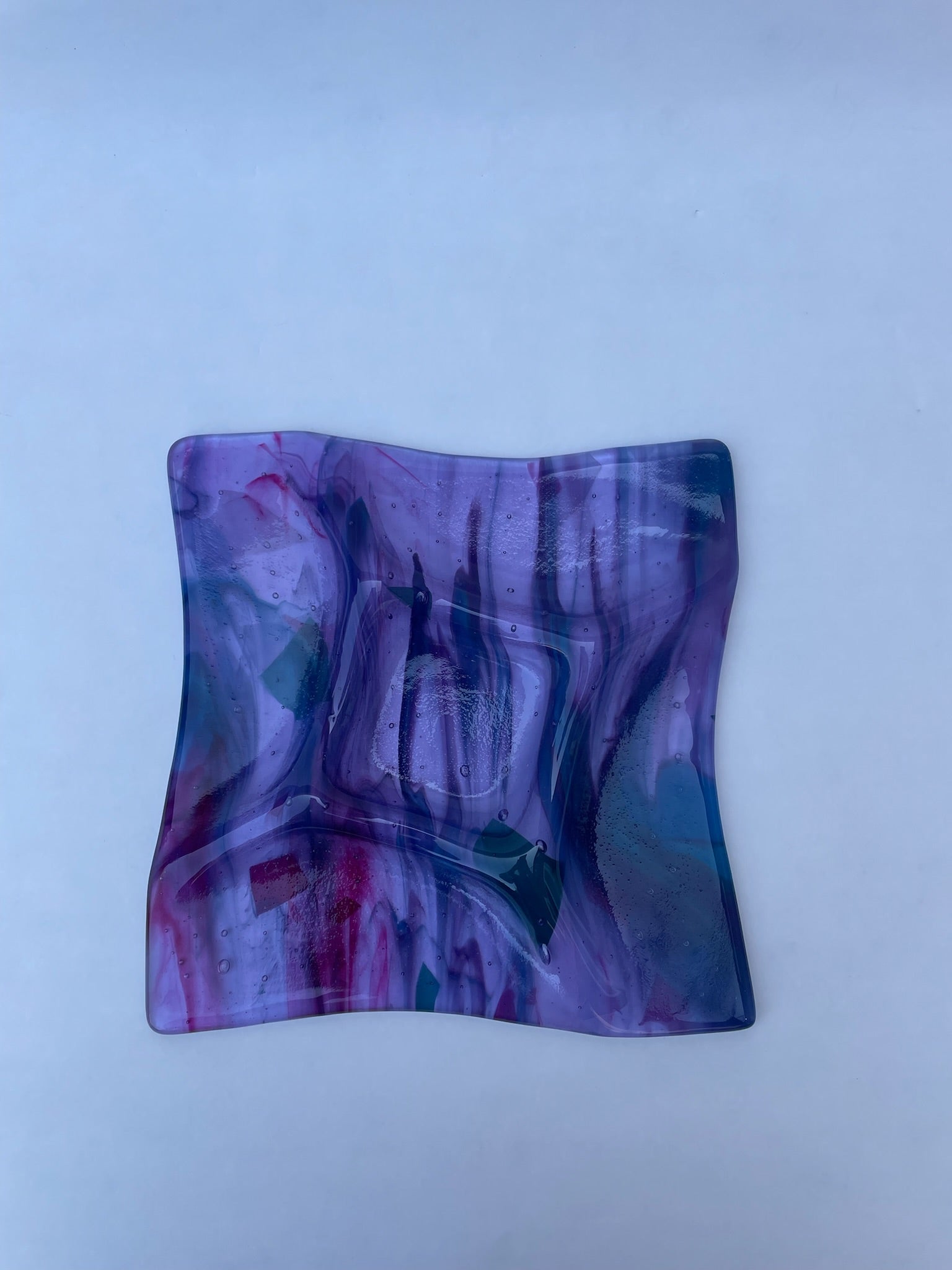 Blue and Red Marble Square Dish