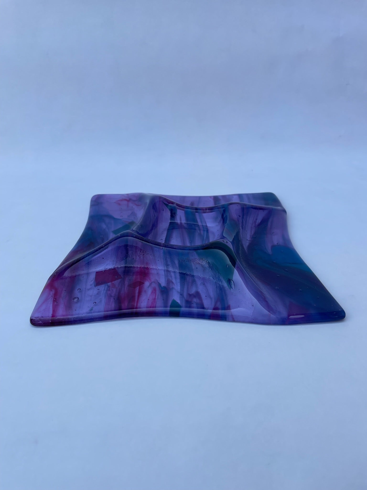 Blue and Red Marble Square Dish