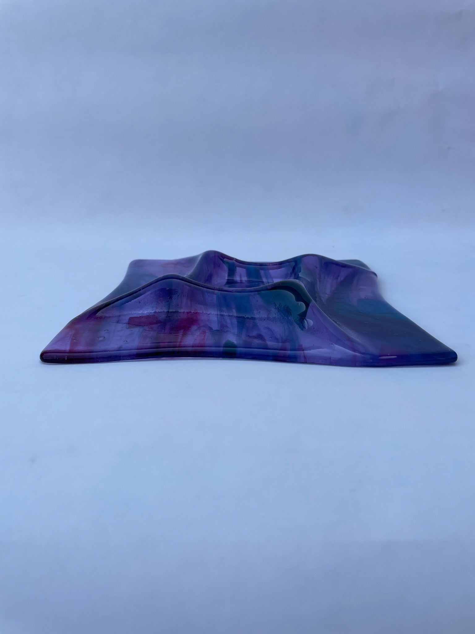 Blue and Red Marble Square Dish