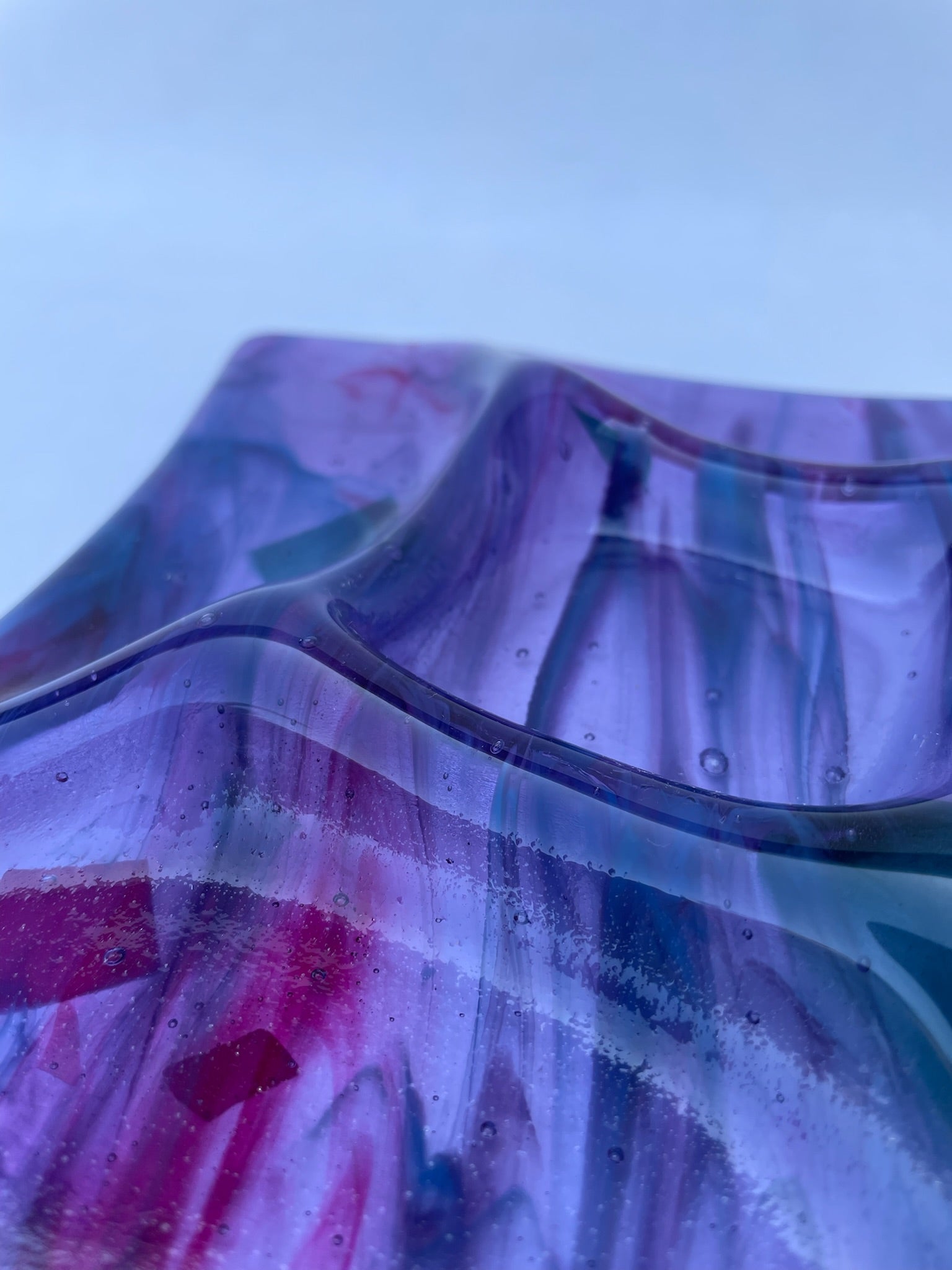 Blue and Red Marble Square Dish