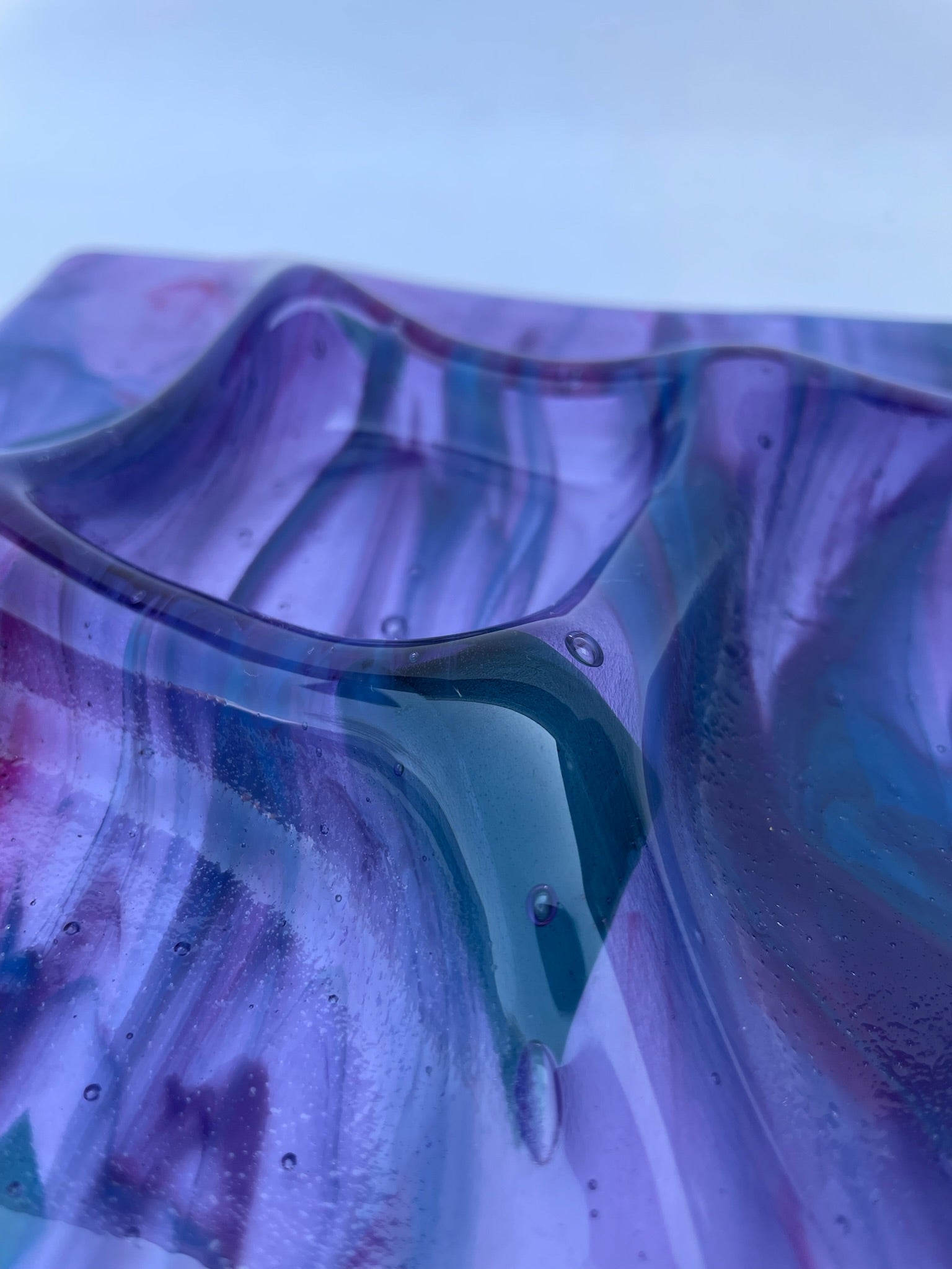 Blue and Red Marble Square Dish