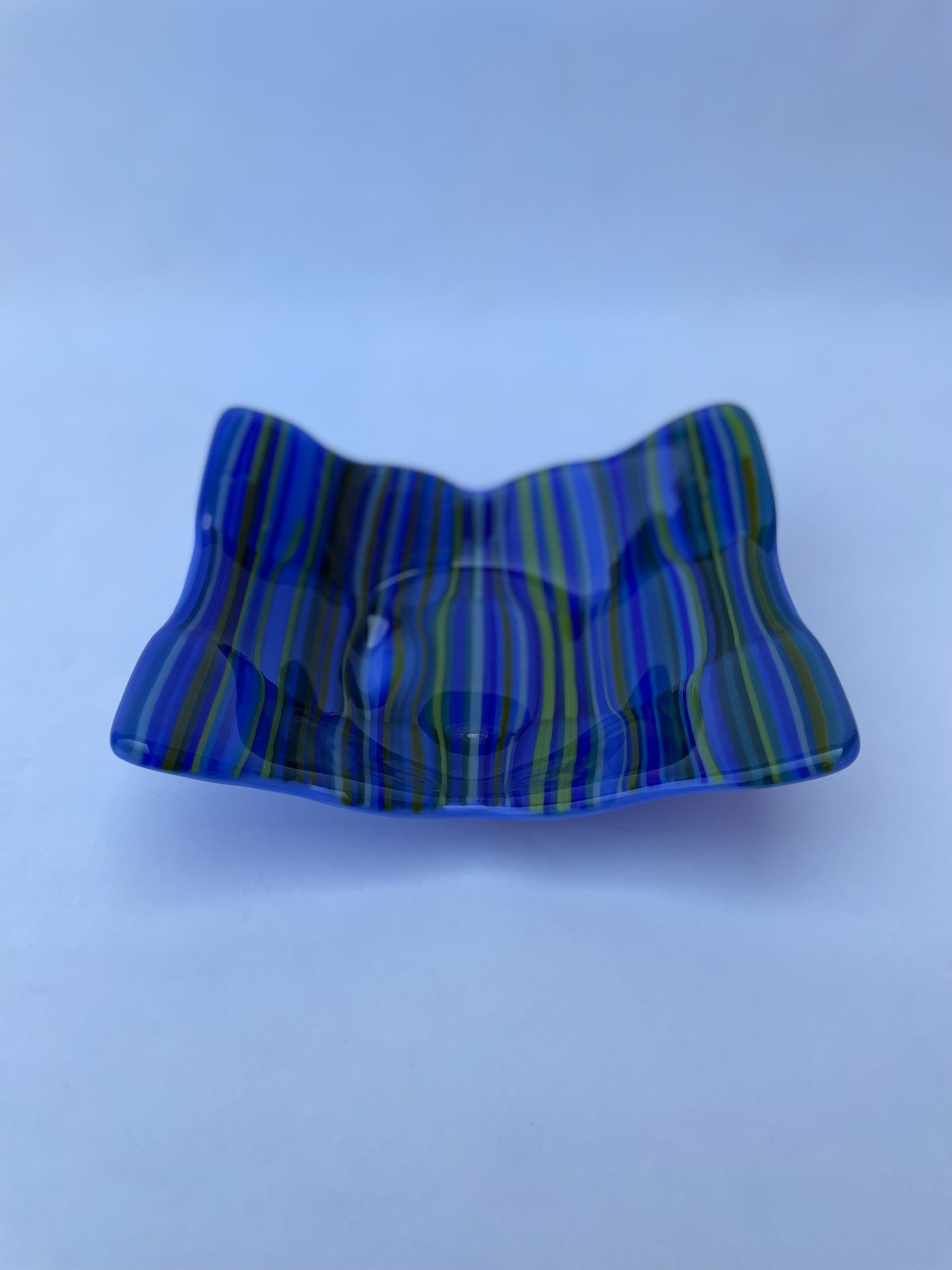 Blue Striped Square Dish