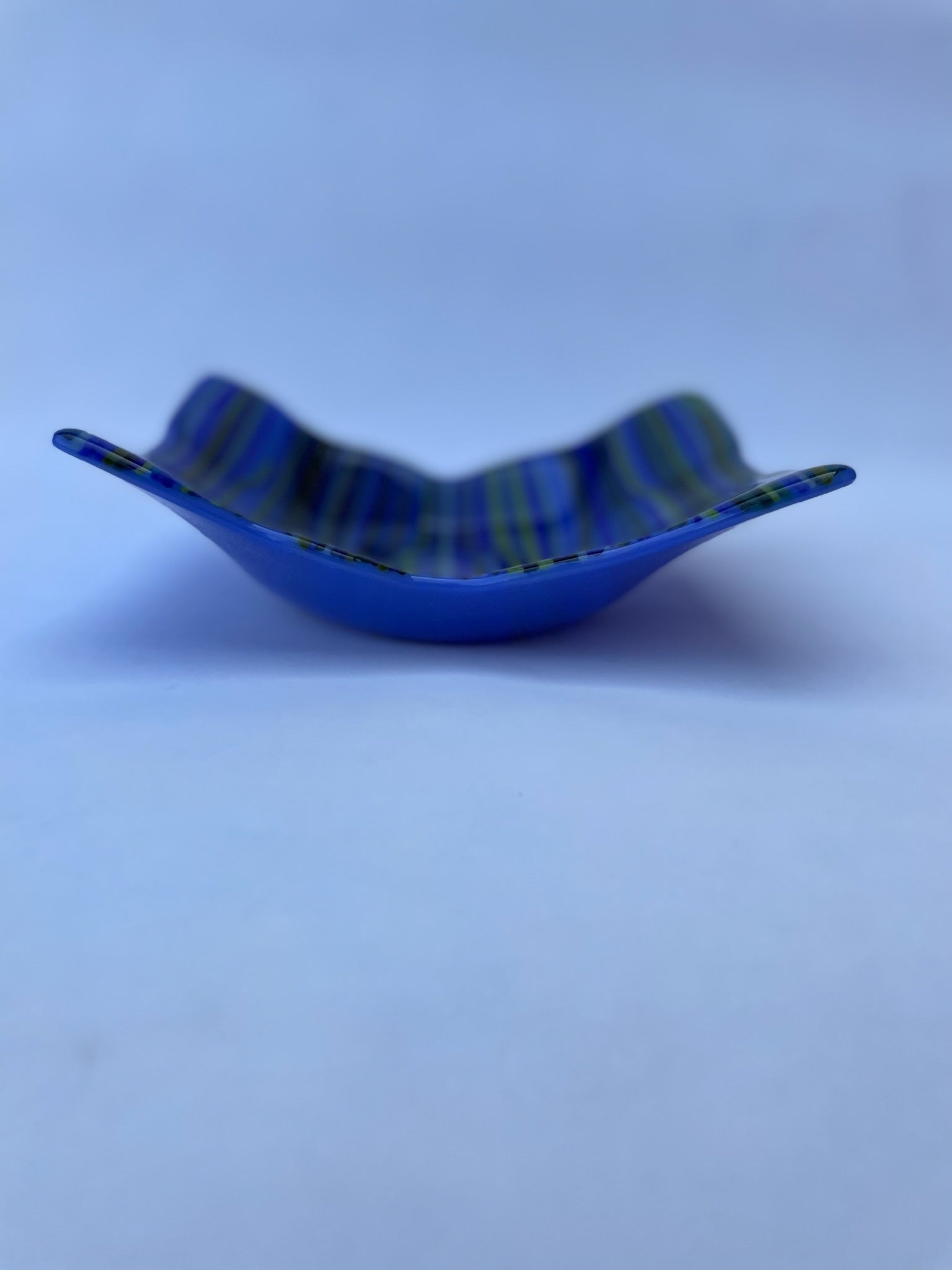 Blue Striped Square Dish