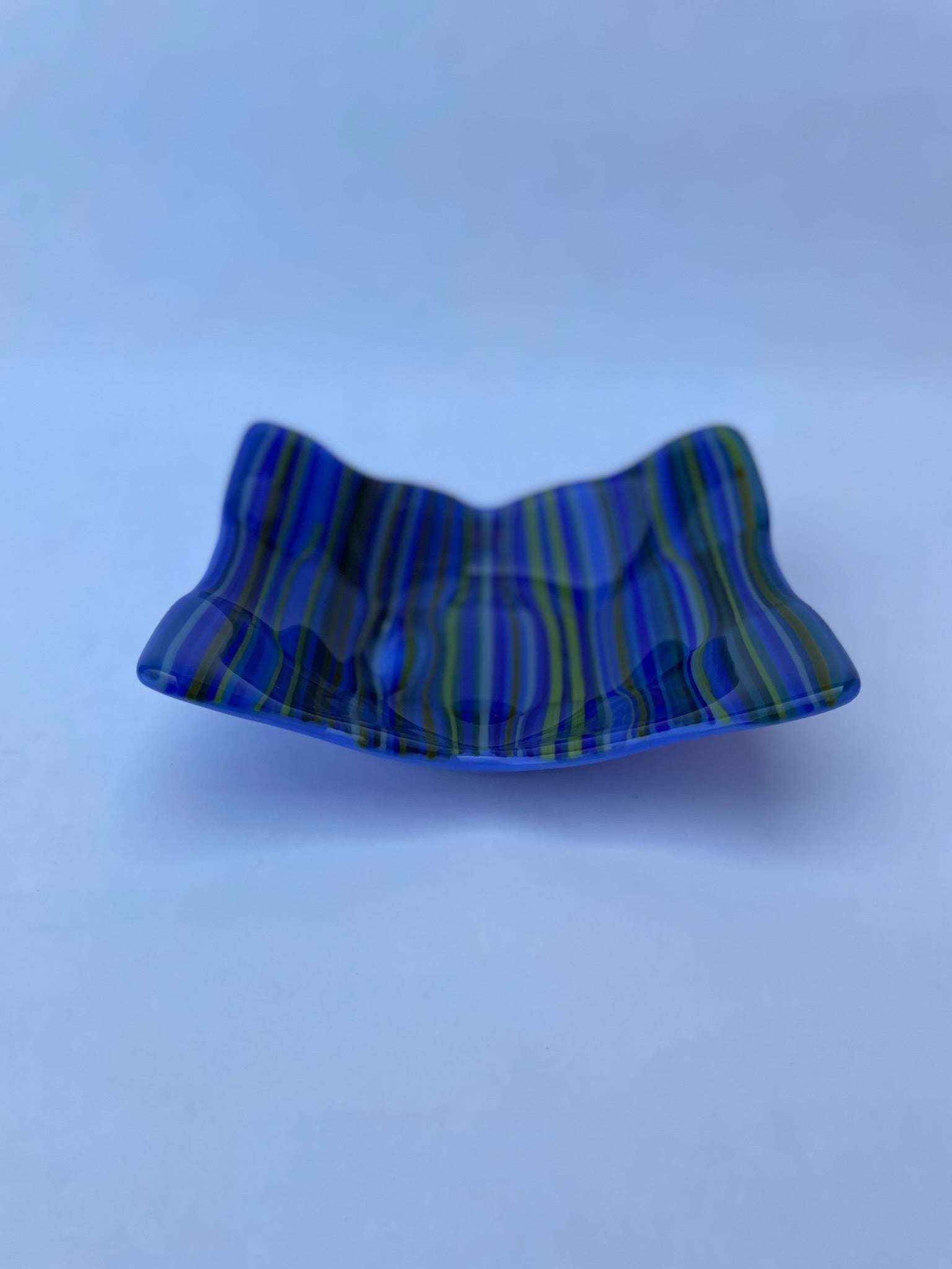 Blue Striped Square Dish