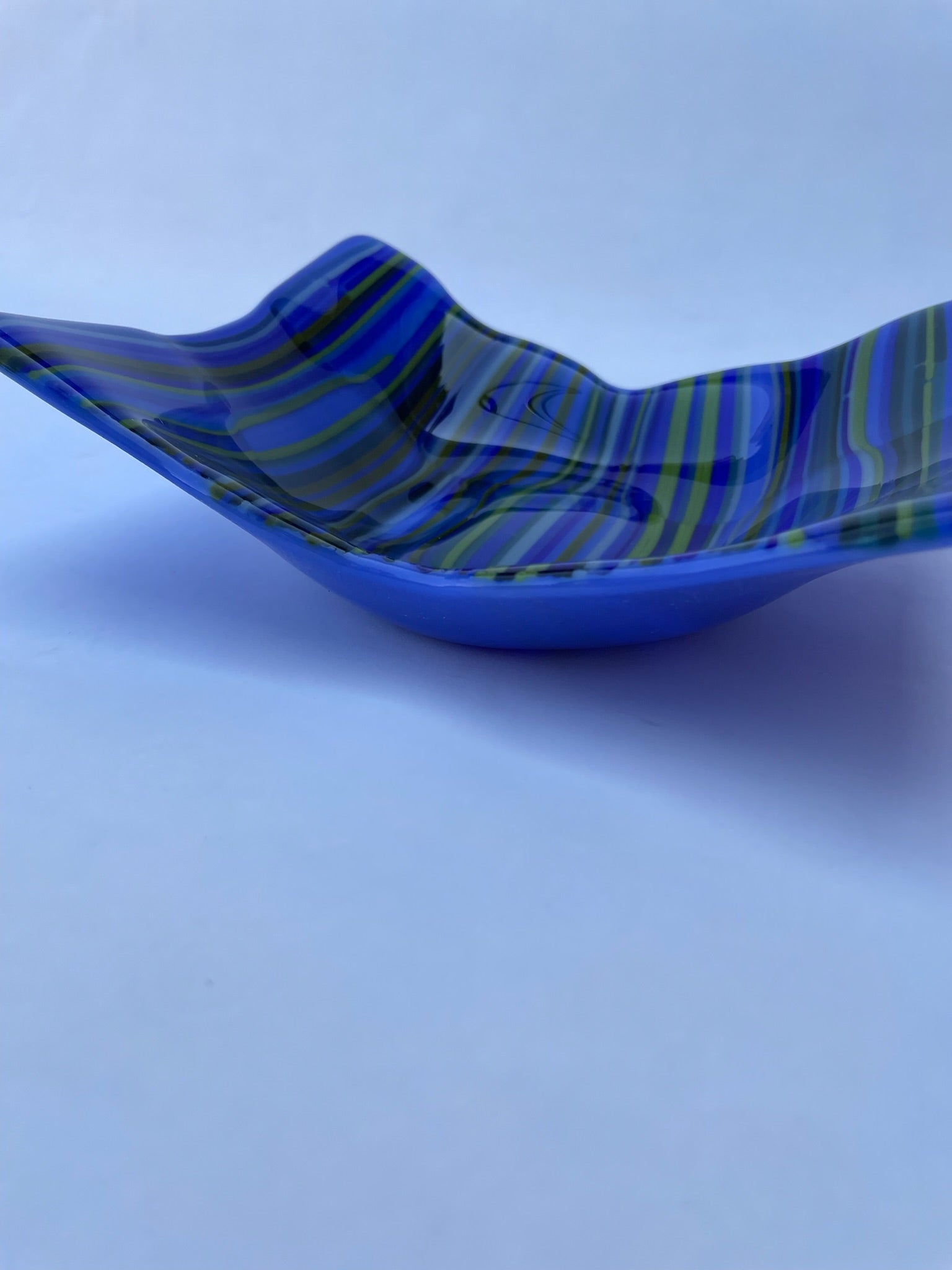 Blue Striped Square Dish